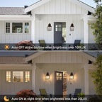 Farmhouse Exterior Light Fixtures - Sensor Dusk to Dawn Outdoor Porch Lights, Black Brush Gold Wall Sconce, Outside Wall Lantern for Front Door, Garage 2 Pack