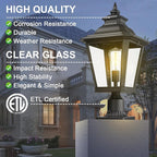 Large Outdoor Post Light Fixtures 21'' Lamp Post Light Fixture Black Finish Waterproof Anti-Rust Aluminum Pillar Outside Lighting for Walkway, Driveway, Patio, Porch