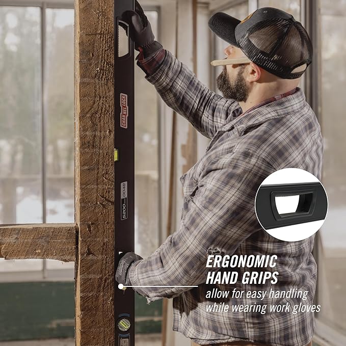 CHANNELLOCK 72-Inch, Professional-Grade Aluminum Box Level with Solid Block Acrylic Vials, 5200-0072