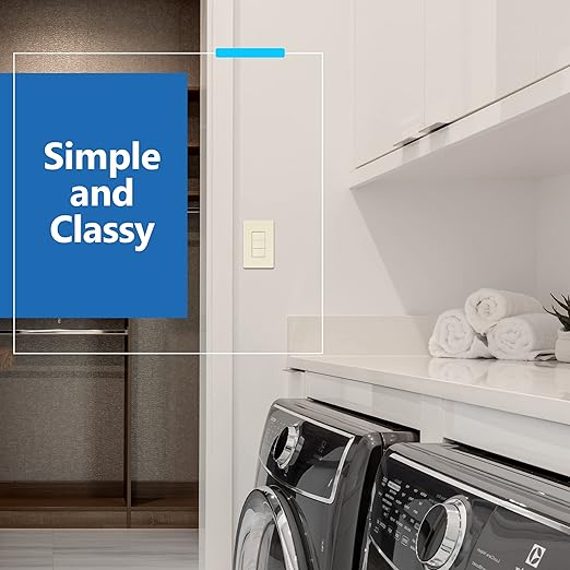 LIDER Minimalist Design Matte Finish Lighted Triple Switch, Combination Frameless Decorator Switch with Locator Light, Ground Terminal, Single Pole, 15A 120-277V, UL Listed, LCS3-1P-LA, Light Almond