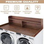 Royxen Laundry Countertop with 2-Tier Shelf Universal Fit, Washer and Dryer Countertop with Storage Space, Shelf Height 11.5 Inches, Walnut Color