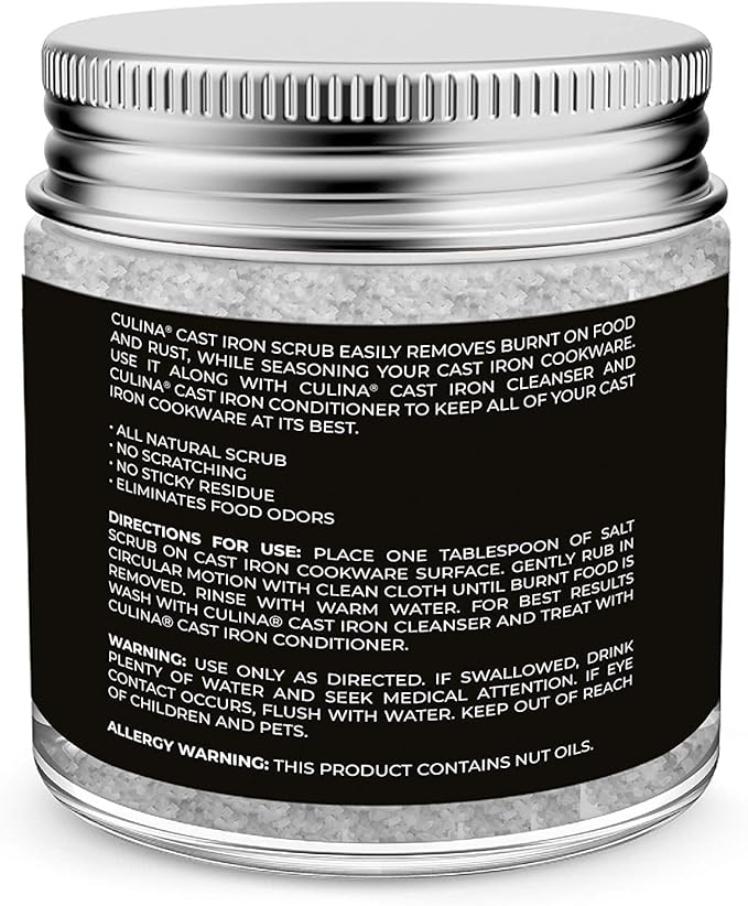 Culina Cast Iron Cleaning & Restoring Scrub | Removes Rust Without Scratching & Care Before Cleaning, Washing & Seasoning | 100% Natural | for Cast Iron Skillets, Pans & Cookware