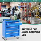 5-Drawer Rolling Tool Chest Toolbox, Rolling Tool Box with Wheels, Tool Chest with Keyed Locking System and Drawer Liners, Tool Box Organizer for Garage, Warehouse, Workshop(Blue)