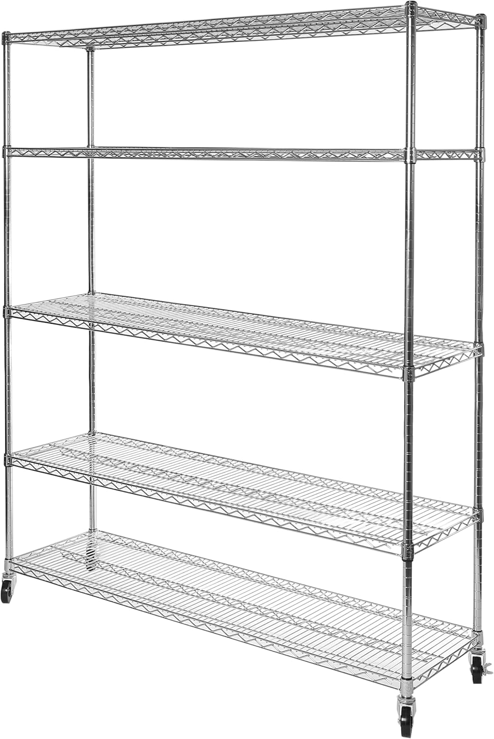 Seville Classics UltraDurable Heavy Duty NSF Solid Steel Wire Rack Storage Unit Organizer for Garage, Warehouse, Office, Restaurant, Classroom, Kitchen, 5-Tier Shelving, 60" W x 18" D