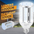 50W LED Corn Light Bulb(2 Pack),(490 Watt Equivalent) Fanless E26/E39 Medium/Large Mogul Base LED Cob Lamp 5000K Daylight 6,200LM for Outdoor Indoor Garage Warehouse Factory Workshop Street Backyard