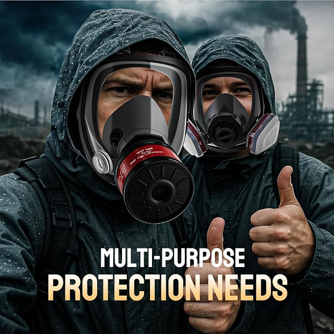Gas Mask, Gas Masks Survival Nuclear and Chemical with 40mm & 6001 Activated Carbon Filter, Full Face Respirator Mask for Gases, Vapors, Dust, Chemical