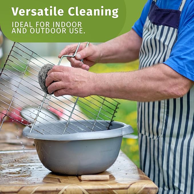 Brheez Stainless Steel Cleaner Scouring Pads [12 Pack] - Industrial & Commercial Strength Large Cleaning Supplies Dish Sponge - Individually Wrapped 100 Gram