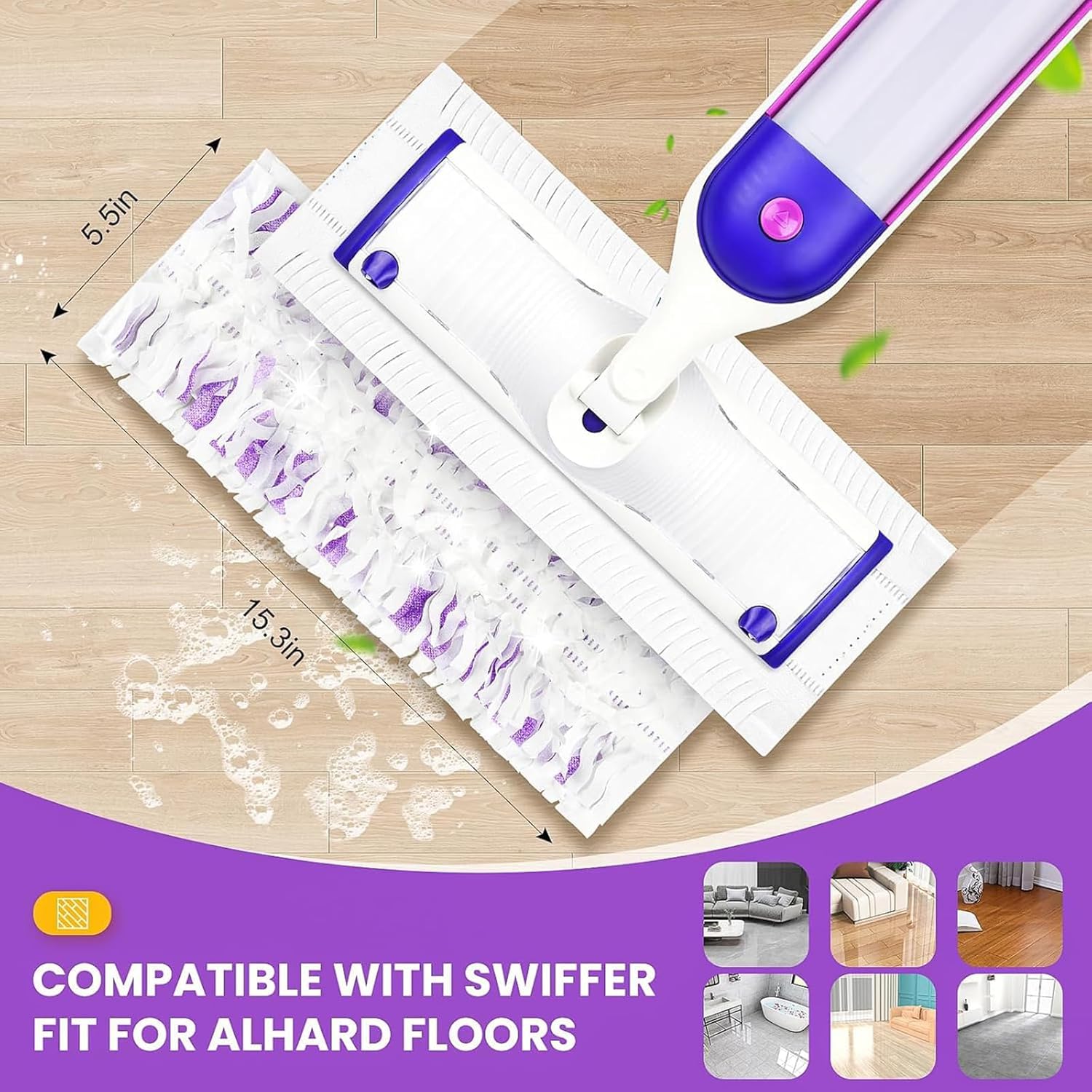 15 Pack Power Mop Refills Compatible with Swiffer PowerMop Multi-Surface Floor Mop and Swiffer PowerMop Wood Mop, Replacement Power Mop Pads