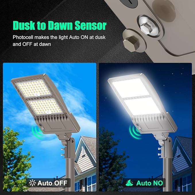 BBESTLED 480V 400W 320W 240W LED Parking lot Light with Dusk to Dawn Photocell, Pole Mount 56000LM IP65 5000K 277-480VAC Input, 400 Watt LED Flood Light, Outdoor Commercial Parking Shoebox Lights