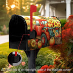 Fall Pumpkins Sunflower Mailbox Covers Magnetic Standard Size 21 X 18 Inch Autumn Red Truck Harvest Mailbox Wraps Cover Thanksgiving Letterbox Cover for Garden Yard Outdoor Decor
