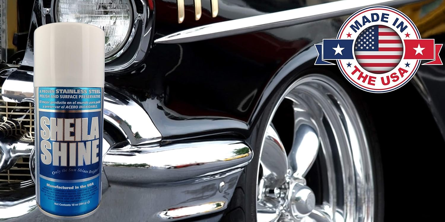 Sheila Shine Low Voc Stainless Steel Polish & Cleaner | Protects Appliances from Fingerprints and Grease Marks | Residue & Streak Free | NSF Certified | 10 oz Aerosol Can