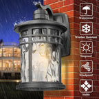 Darkaway Large Outdoor Porch Lights Wall Mount, 15inch Outside Light Fixtures Sconces Wall Lighting with Water Ripple Glass Waterproof Exterior Lights for Patio Yard House Hallway Doorway Garage