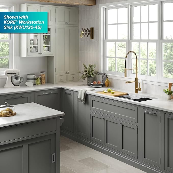 KRAUS Artec Pro Commercial Style Pull-Down Single Handle Kitchen Faucet with Pot Filler in Brushed Brass, KPF-1604BB