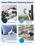 Electric Spin Scrubber,Power Scrubber Dual Speeds Cordless Shower Scrub Brush with Handle,Cleaning Brush with IPX7 Waterproof,8 Brush Heads for Kitchen,Tile,Tub (Short Purple)