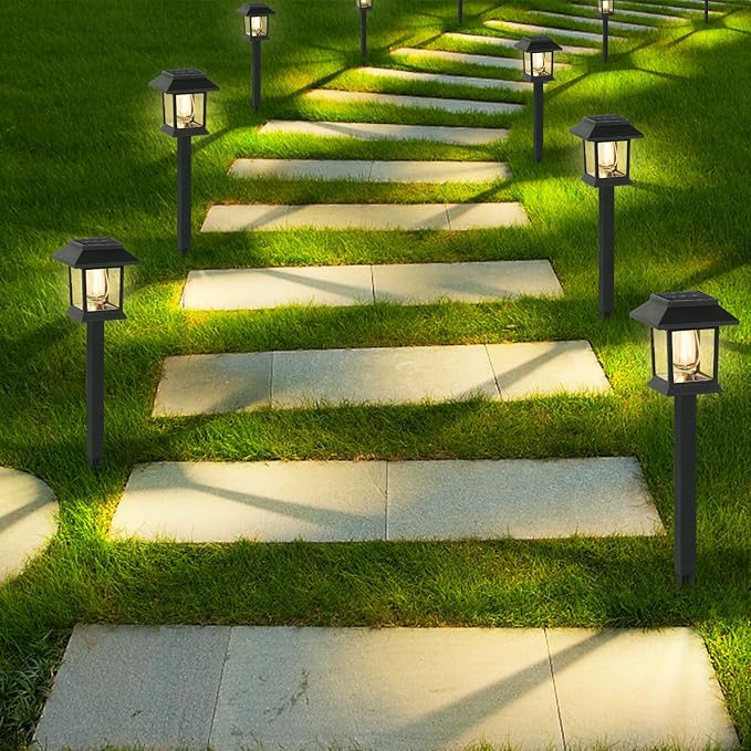 Greluna Solar Lights Outdoor,12 Pack Waterproof Auto On/Off Solar Pathway Lights for Your Garden, Landscape, Path, Yard, Patio, Driveway,Walkway Decor