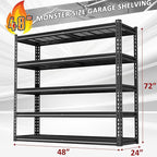 48" W Garage Shelving Heavy Duty,5-Tier Storage Shelves,3030LBS Adjustable Metal Shelving Units for Basement, Kitchen,Commercial,Warehouse,Pantry, 48" W x 72" H x 24" D
