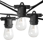 Hometown Evolution, Inc. Commercial E26 String Lights with 16 Gauge Wire (24 Foot 12 Socket, S14 11 Watt Clear Bulbs)