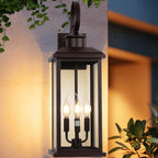 24" Outdoor Lighting Fixture- Bronze 3-Light Exterior Lighting Fixture Waterproof Modern Porch Sconce, Outside Lantern for House Garage Patio E12 Base