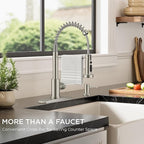 FORIOUS Kitchen Faucets with Sprayer, Stainless Steel Bar Sink Faucet Single Handle with Deck Plate, Commercial Pull Out Faucet for Kitchen Sink, Marine Boat Deck, Laundry Bar RV Camper