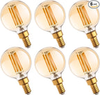 G16.5 Led Bulb, Small Round Edison Light Bulbs, Dimmable E12 Globe Amber Vanity Light Bulbs, 5w 2700k Vintage LED Filament Edison Bulb