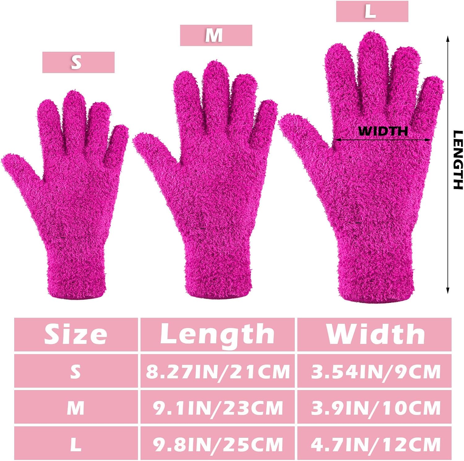 Patelai 3 Pairs Microfiber Plant Dusting Gloves Leaf Cleaning Gloves for Indoor Plants, Blinds, Furniture, House(Medium,Purple, Blue, Rose Red)