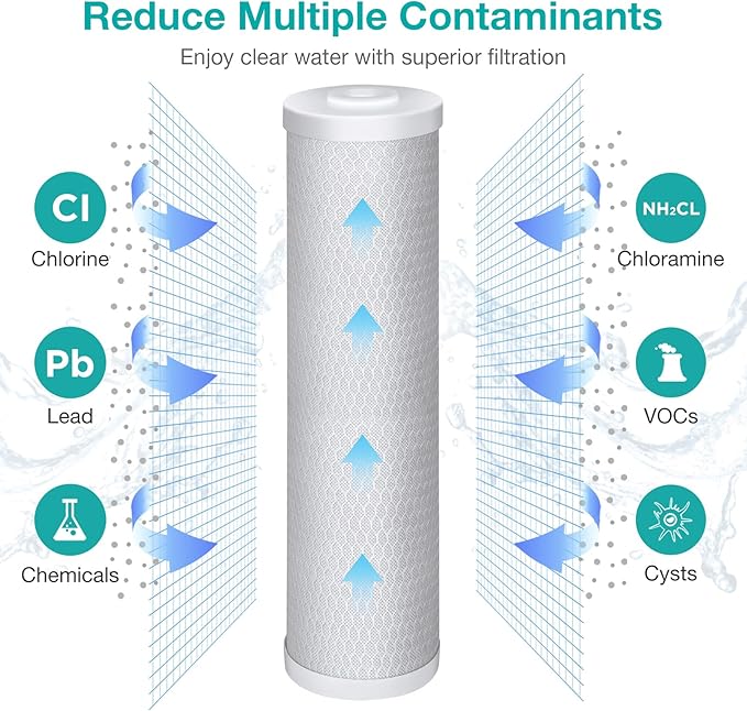 SimPure 20 x 4.5 inch 5 Micron Big Whole House Water Filter | CTO Activated Carbon Filter Replacement Cartridge Coconut shell Charcoal Filter | Matches DB20P, FC25B, CTO20BB (2 Pack)