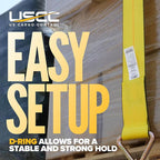 US Cargo Control 4" x 30' Winch Straps with D-Rings (2-Pack), 5,400 LBS Working Load Limit, Heavy Duty Flatbed Tie Downs, Yellow 4 Inch Straps for Flatbed Trailers, Trucks, and Cargo Securement