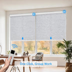 Motorized Blinds with Remote Cordless Automatic Motorized Shades Custom Blinds for Windows Smart Curtains Compatible with Alexa Google Home(Light Filtering Jacquard Grey,W51 x H72in)