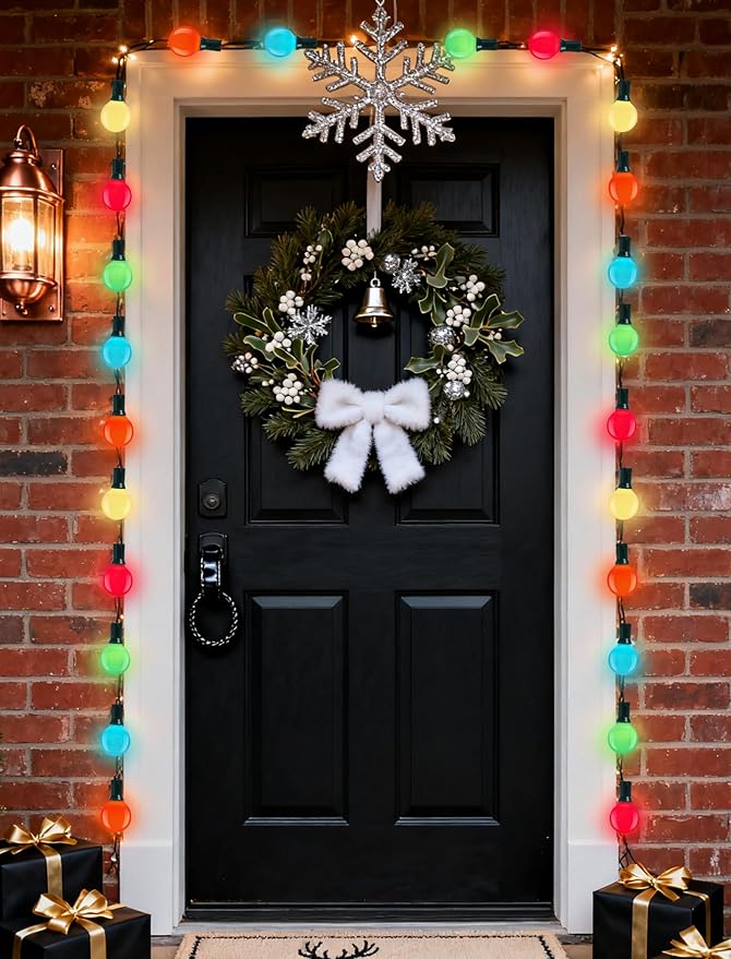 Multicolor G40 Christmas Replacement Light Bulbs, 25 Pack G40 5W Incandescent Bulbs, C7/E12 Candelabra Base for Chandelier, Ceiling Fan Light, Decorative Vanity Lights