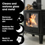 Furniture Clinic Stove Care Kit – Clean & Restore Log Burners, Grates, & Fireplaces | Removes Soot & Dirt | One Bottle Glass & Metal Cleaner + Stove Polish | 500ml / 17 Fl Oz Each Bottle