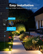 SUNVIE 12-Pack Low Voltage Landscape Lighting Kit LED Bollard Pathway Lights Wired with Spotlights for Garden, Path, Yard, Patio, Cast-Aluminum, IP65 Waterproof, 12-24V AC/DC, 3000K Warm White, Black