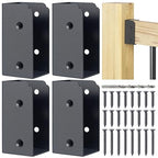 201 Stainless Steel 2" x 4" (Actually 1 ½" x 3 ½") Deck Railing Connector, for Deck Railing, Handrail, Barn and Beam end Connection Installation (4pc-Black)