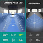 Solar Outdoor Lights - 3000LM 188 LED Motion Sensor Outdoor Lights, 4 Heads Security Light,IP65 Waterproof, Easy Install,270°Wide Angle Flood Wall Light with 3 Modes for Backyard Yard (2 Pack)
