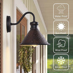 Gooseneck Outdoor Wall Sconce 1-Light E26 Socket Farmhouse Wall Mount Porch & Patio Lights,9.3Inch Width Casting Aluminum Shade,Oil Rubbed Bronze,Easily Installed in Outdoor and Indoor.