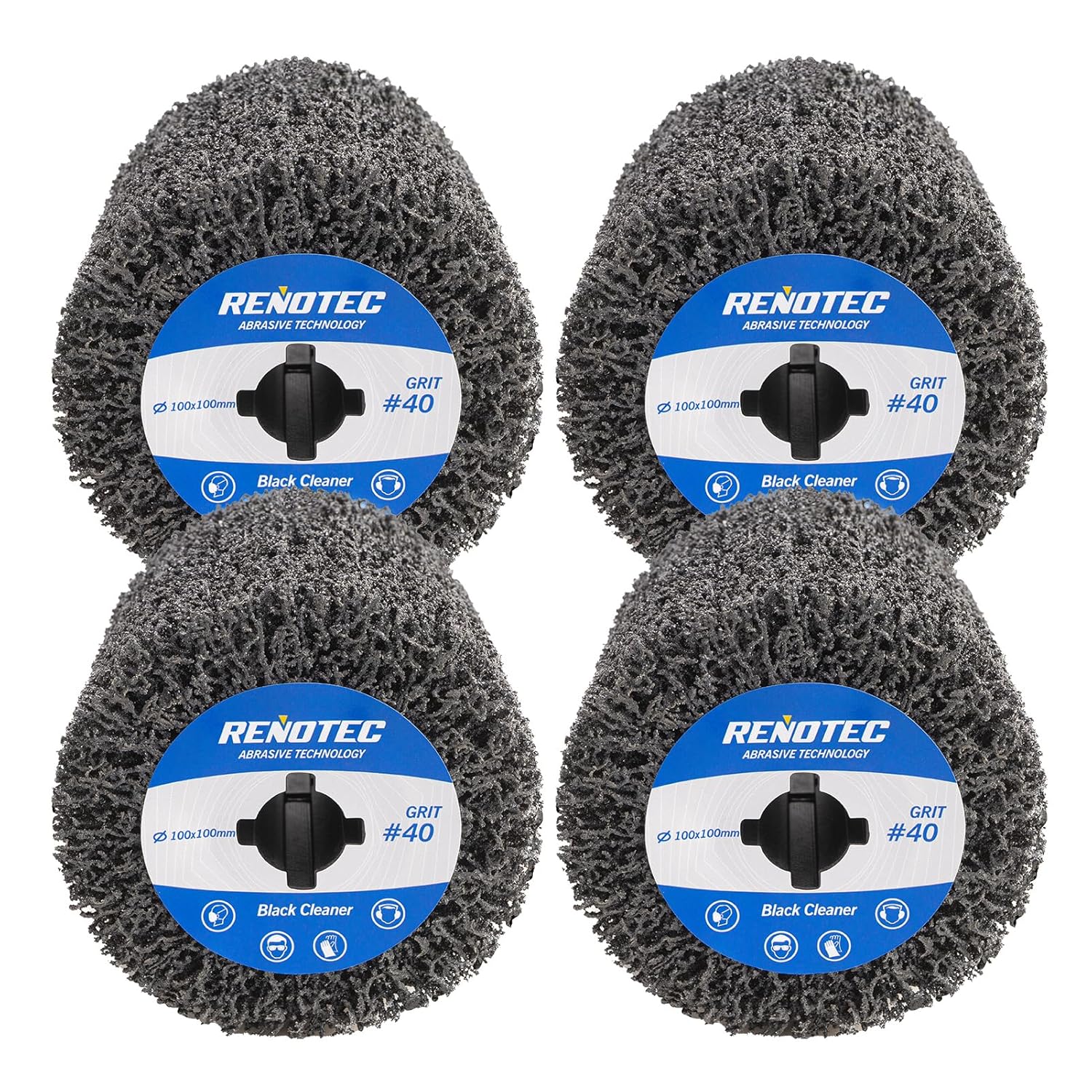 4" Black Cleaner, 100x100mm, 4 Pcs Pack, Metal Surface Cleaning, Rust Remove, Oxidation Paint Removal.