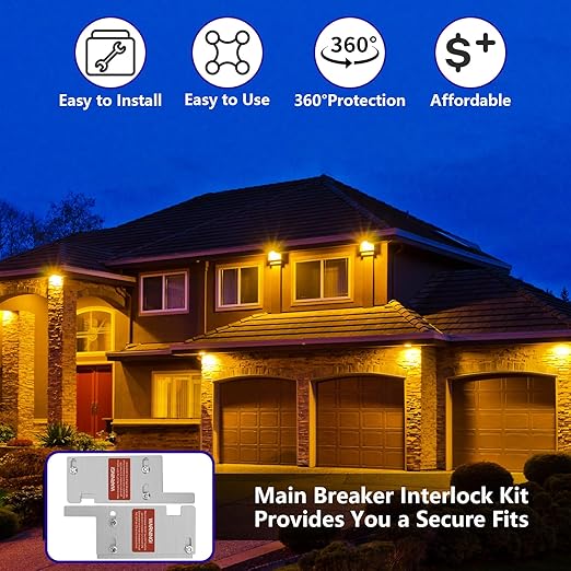 Generator Interlock Kit Compatible with Square D Vertical Main 150 or 200 Amp Breaker,3 1/4 to 4 Inch Spacing Between Main and Branch Breaker,Electrical Interlocking Panel.