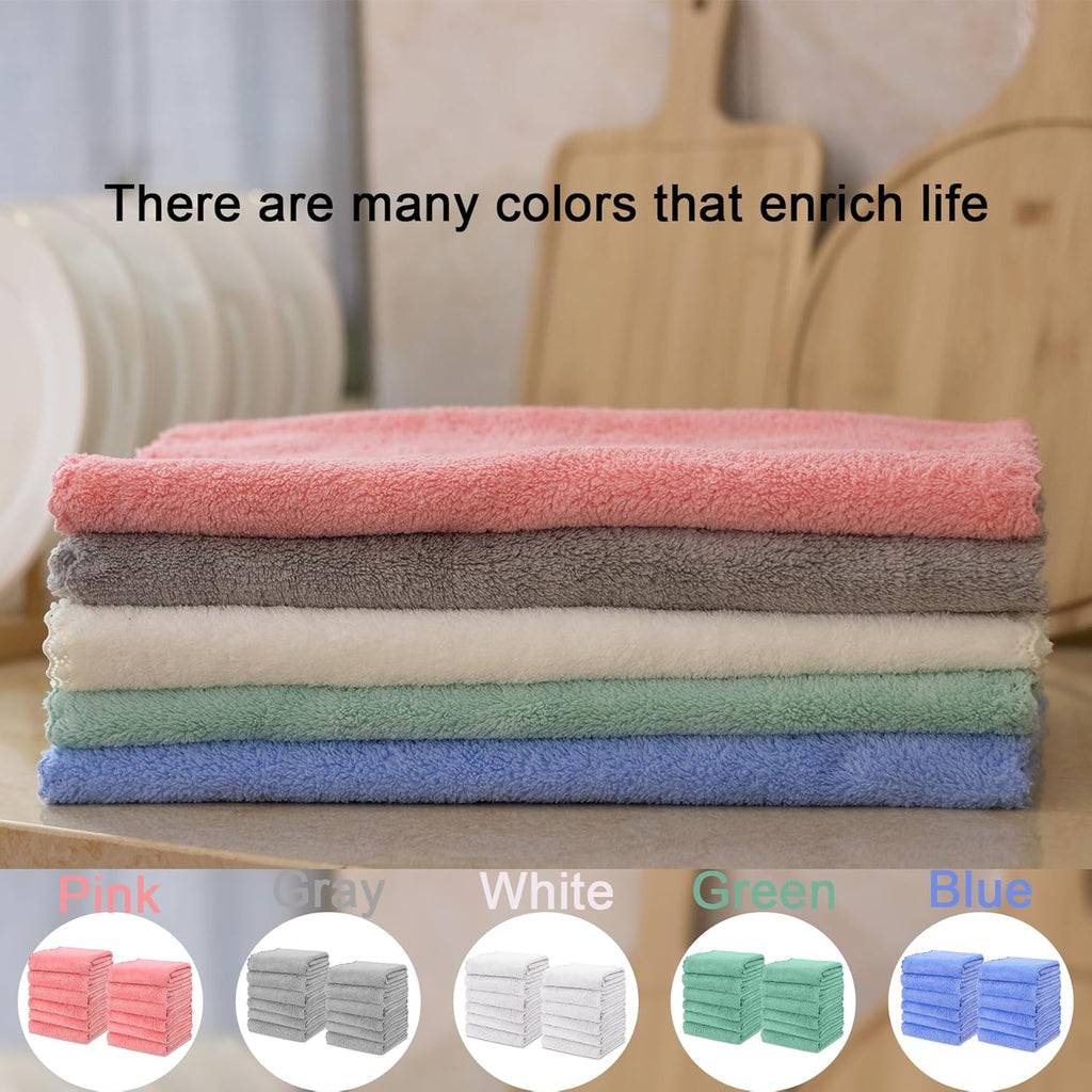 kimteny Kitchen Cloth Dish Towels, 13x28 Inches Premium Dishcloths, Super Absorbent Coral Velvet Microfiber Cleaning Cloths, Fast Drying Rags for Washing Dishes (13x28-12 Pack, Pink)