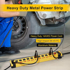 Power Strip 10 Outlet,3300J Surge Protector with Individual Switches,9FT Cord 14AWG/15AMP/1875W,Metal Heavy Duty Power Strip with Cord Manager,for Workshop,Garage,Shop,Home