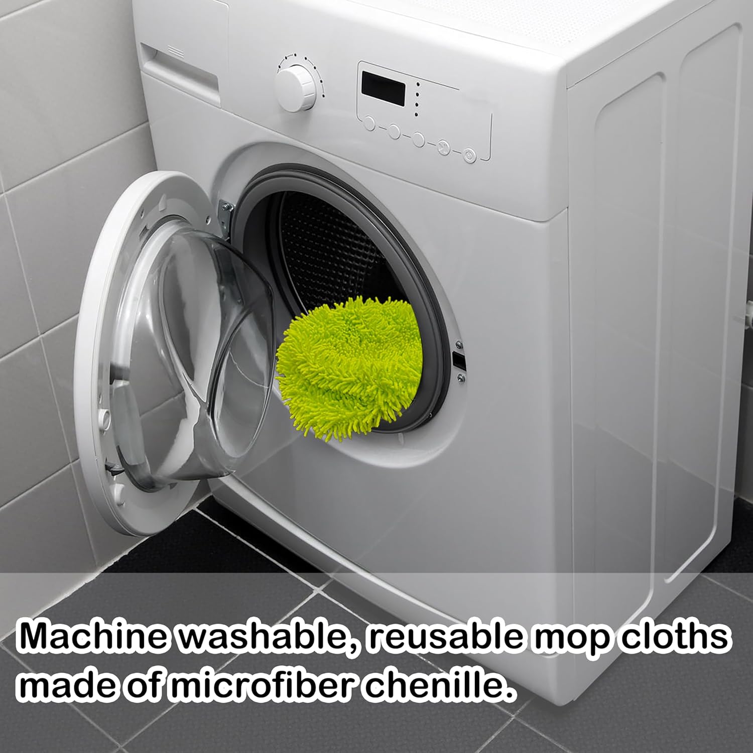 Reusable Microfiber Chenille Mop Pads Compatible with Swiffer Sweeper, Dry Sweeping Cloths & Wet Mopping Cloths, Refills for Hardwood Surface Floor Cleaning, 4 Pack (Green)