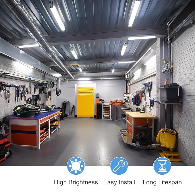 LED Bulbs 4ft Type A+B Replacemen for T8 Fluorescent Light Bulbs 48 inch,24W 3200LM 5000K Clear Cover Super Bright,Plug & Play,Didn't Have to Modify Your Fixture or Anything(4-Pack)