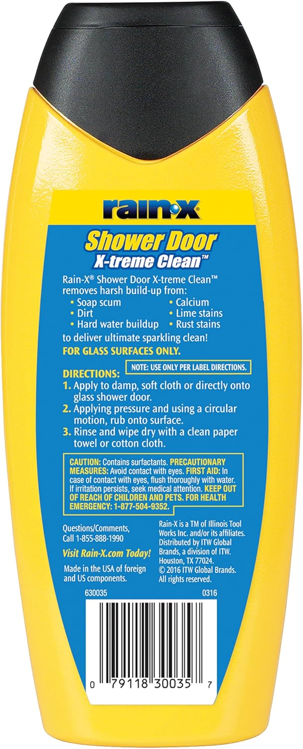 Rain-X 630544 X-Treme Clean Shower Door Cleaner, 12 Fl. Oz, Formulated To Glass Doors - Removes Soap Scum, Dirt, Hard Water Build-up, Calcium, Lime & Rust Stains (Pack of 2)