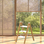 3 Step Ladder, Portable Step Ladder Folding, Lightweight Step Ladder with Anti-Slip Pedal, Aluminum Indoor and Closet, Kitchen, 330lbs - White & Wood Grain