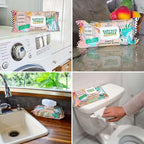 6 Packs Surface Cleaning Wipes, Thick & Large Dispose, All-Purpose Cleaner for Bathroom, Kitchen, Office, 600 Count Soft Flow, Biodegradable, White Soap Scent