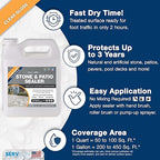 Natural Stone Sealer Plus Stain Guard (Clear Gloss Finish) Commercial Grade Outdoor Indoor Waterproof Grout Sealer Protects Pavers Pools Patios Landscape Stones (1 Gallon) H2700S