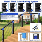 CKE 20 Pack Black Invisible Cable Railing Kits, 3/16" Black Stainless Steel Invisible Receiver and Swage Tensioner Stud End for 2x2 4x4 Wood Metal Post Deck Stairs, Cable Railing Hardware, BCR31