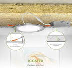 ASD 6 Pack LED Recessed Lighting 6 Inch 15W, 5 CCT 2700K-5000K CRI90+, IC Rated Ultra Thin Dimmable Ceiling Lights with J Box, Canless Wafer Downlight, Round Slim Panel Light, UL Energy Star, Nickel