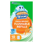 Scrubbing Bubbles Flushable Toilet Bowl Wand Cleaner Refills, Fresh Brush Cleaner Toilet Refill Pads, Removes Limescale & Odors, Citrus Scent, 10 Count (Pack of 1)