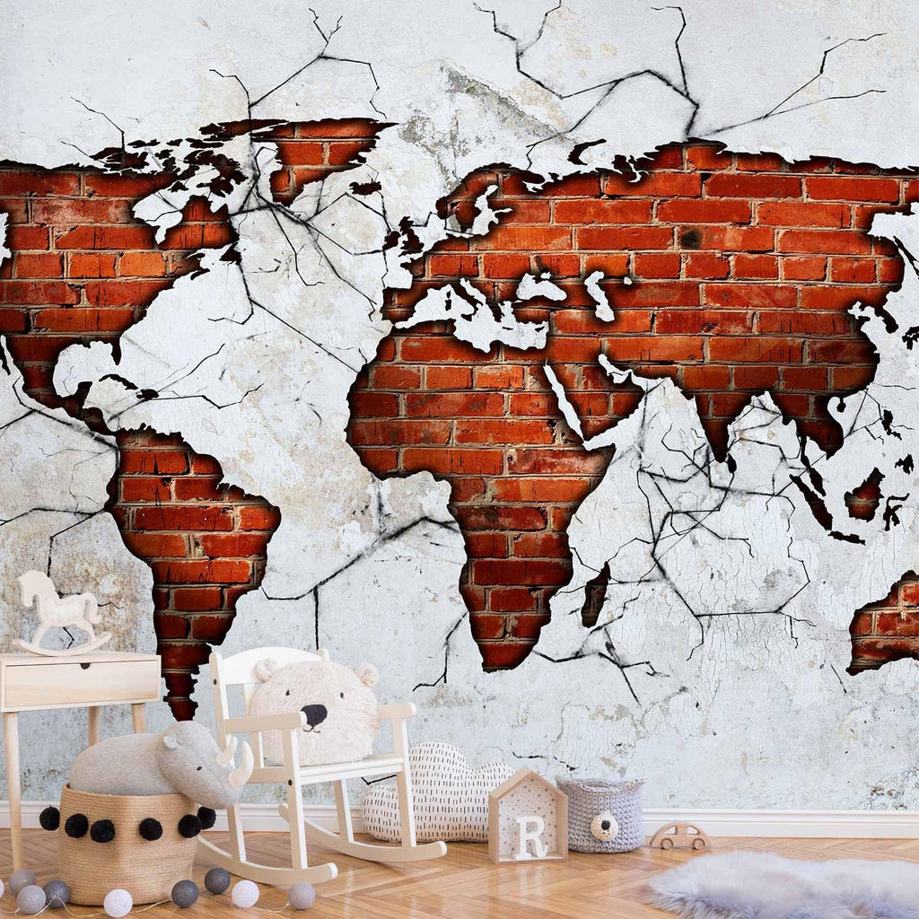 artgeist Wall Mural World Map 193x138 in - XXL Peel and Stick Self-Adhesive Wallpaper Removable Large Sticker Foil Wall Decor Print Picture Image Design Map of The World k-A-0495-a-a