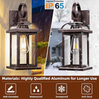 Bronze Outdoor Wall Lanterns Aluminum Anti-Rust Porch Lights 2-Pack, Exterior Light Fixtures IP65 Waterproof Clear Glass Brown Outdoor Sconces Lamps Wall Mount, Oil Rubbed Bronze