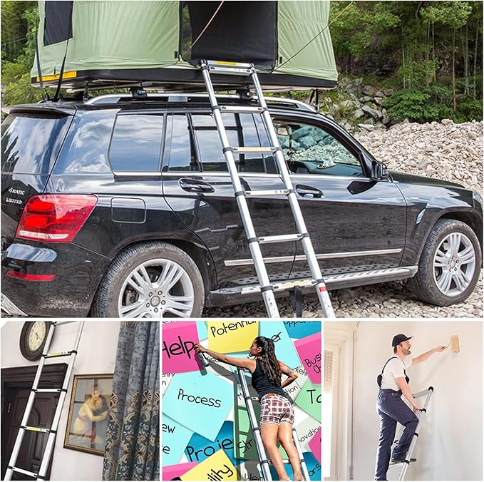 6.6 FT Extension Ladders, Lightweight Collapsible Ladders, Aluminum Telescoping Ladders for Home, Folding Telescoping Ladder for RV, Attic, Daily Use at Home, Capacity 330 lbs…